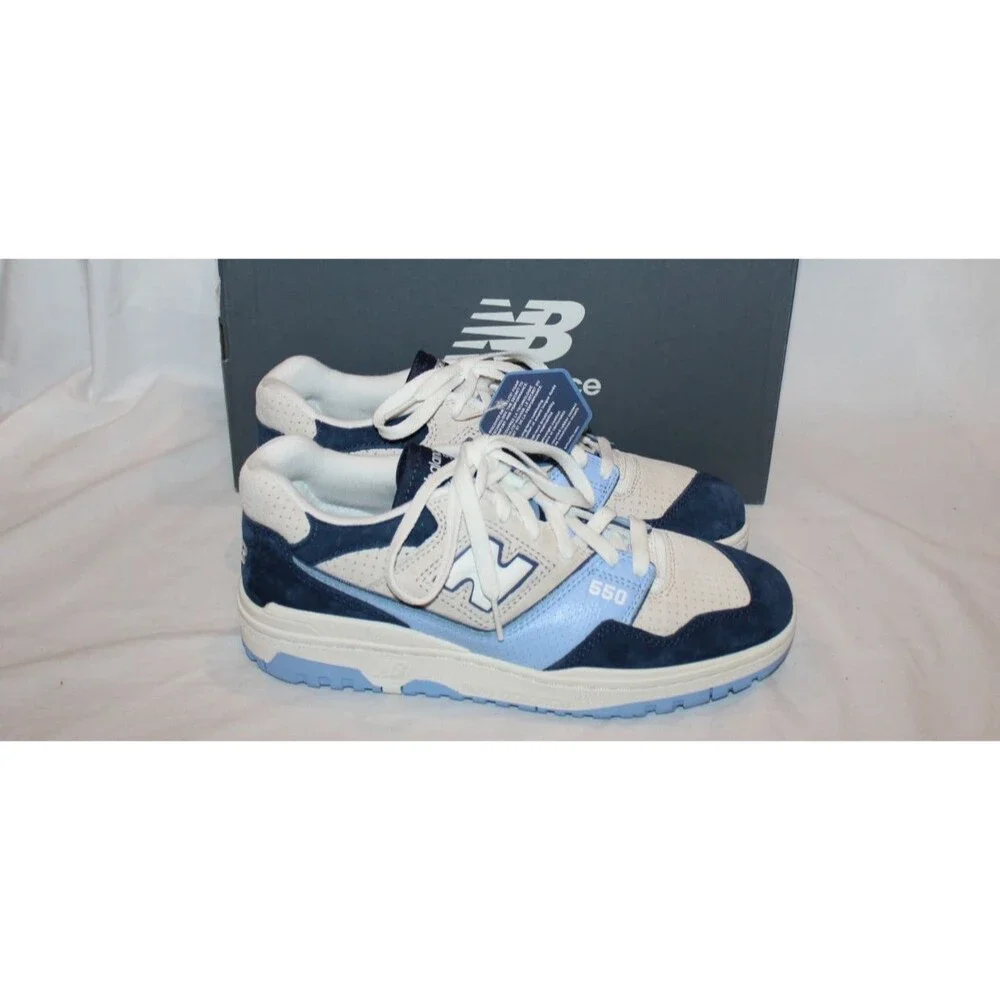 New Balance 550 Men's White Blue Grey Suede Leather Athletic Sneakers NEW 10.5